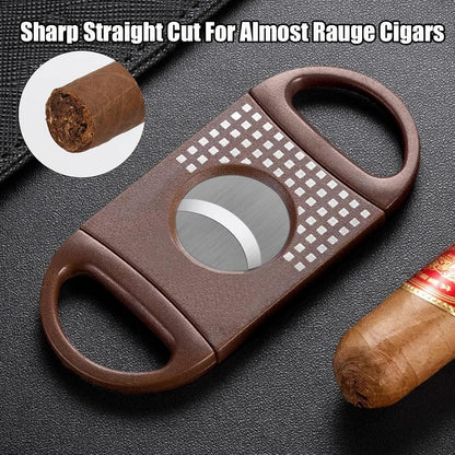 Cigar Cutter Set, with Cigar Straight Cutter, Cigar V Cutter, Cigar Punch, Multi-Functional Cigar Accessories Kit for Cigar Humidor Case, Portable Cigar Tools for Travel Outdoors (Brwon)