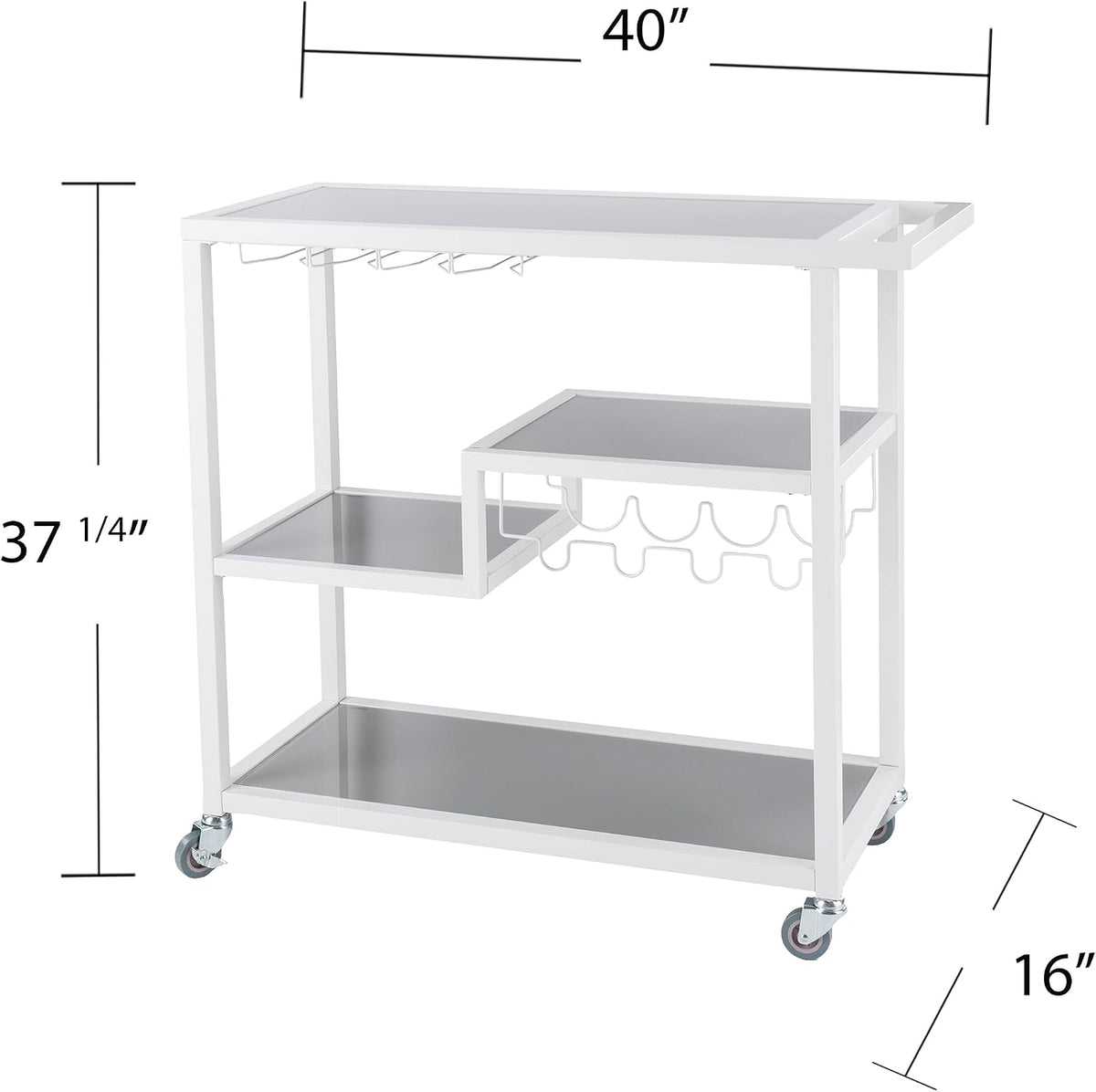 Holly & Martin Zephs Bar Cart White - Stylish Bar Cart for Home - Utility Carts with Wheels