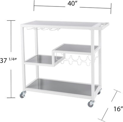 Holly & Martin Zephs Bar Cart White - Stylish Bar Cart for Home - Utility Carts with Wheels