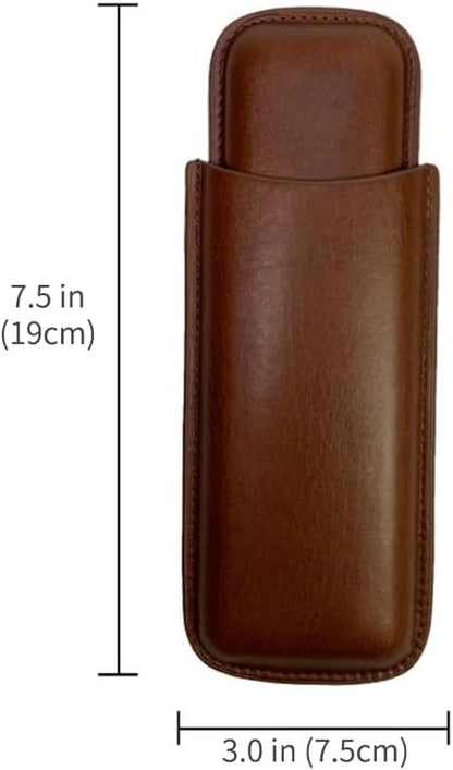 2-Finger Leather Cigar Case, Cigar Humidor Portable Travel Cigar Bag,Cigar Holder(Brown)