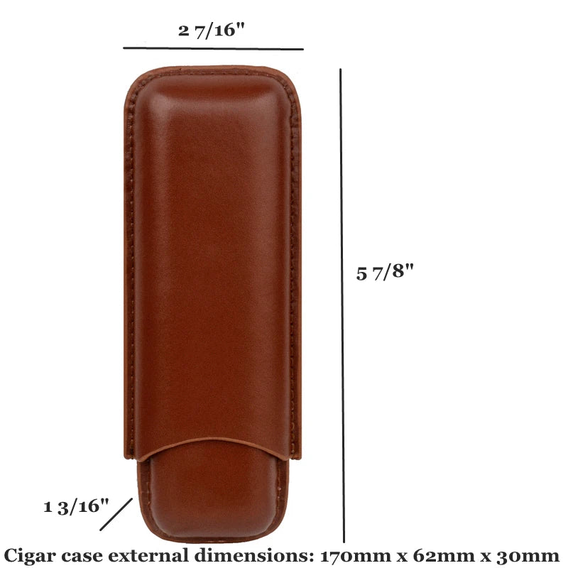 Pocket Size Cigar Case Leather Cigar Holder 20Mm Cigar Tube Mini Box for Cigar Brown Travel Humidor 5.8" Long Cigar Accessory