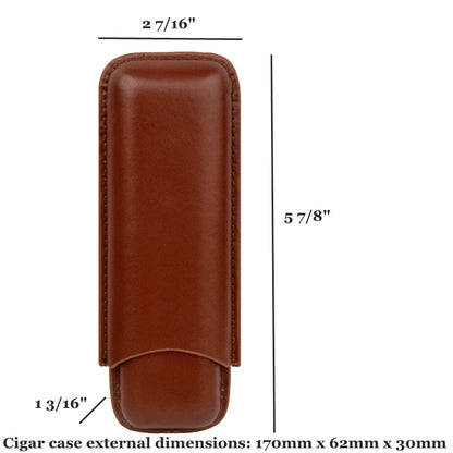 Pocket Size Cigar Case Leather Cigar Holder 20Mm Cigar Tube Mini Box for Cigar Brown Travel Humidor 5.8" Long Cigar Accessory