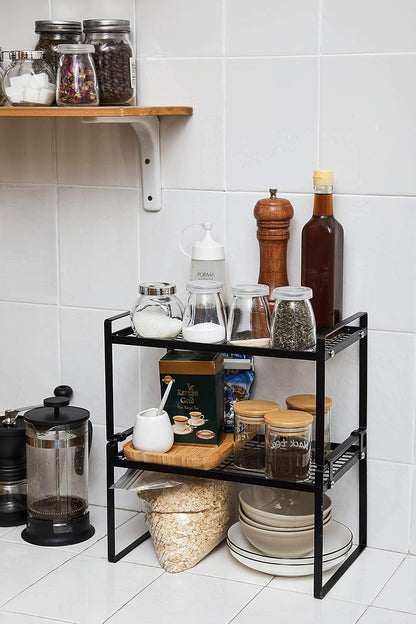 Cabinet Shelf Organizer, Pantry Shelf Rack, Black 13X8.3X7.3