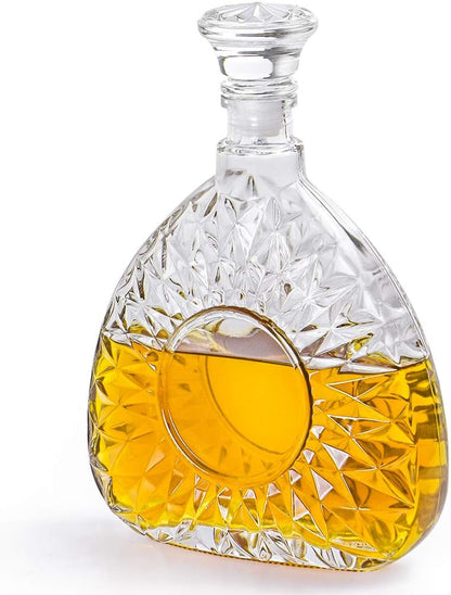 Liquor Decanter, Glass Decanter with Airtight Stopper, Decanter Bottle for Whiskey, Brandy, Scotch, Bourbon, 25Oz/750Ml