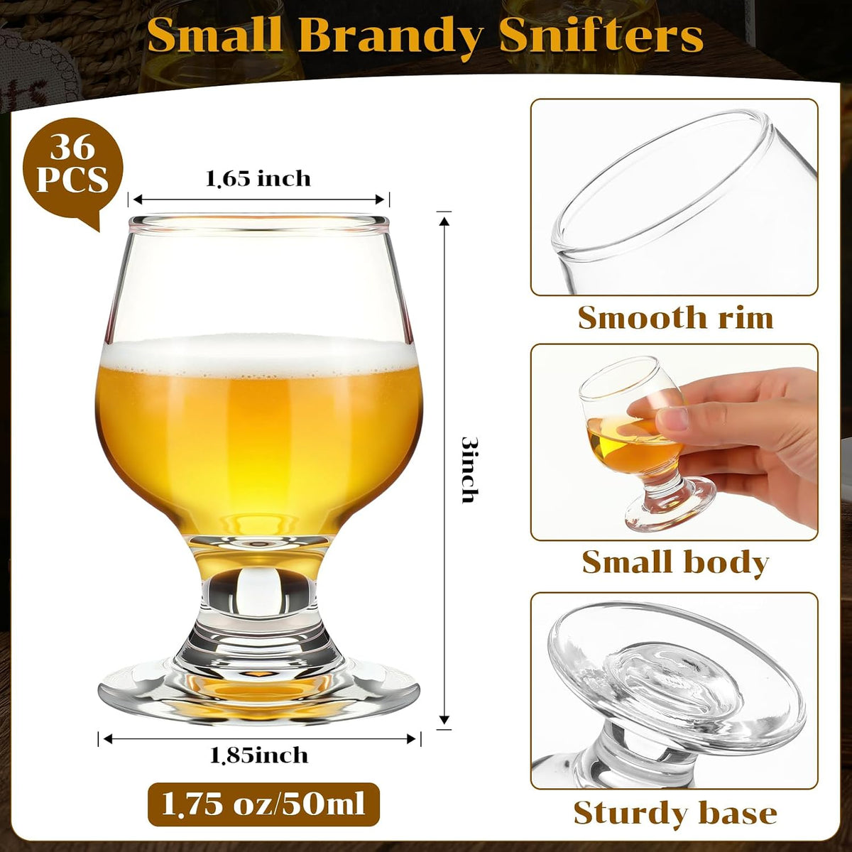 36 Pcs 1.75Oz Mini Shot Glass, Clear, Cute, Perfect for Tasting Brandy Whiskey Juice Vodka Sherry Champagne Beer