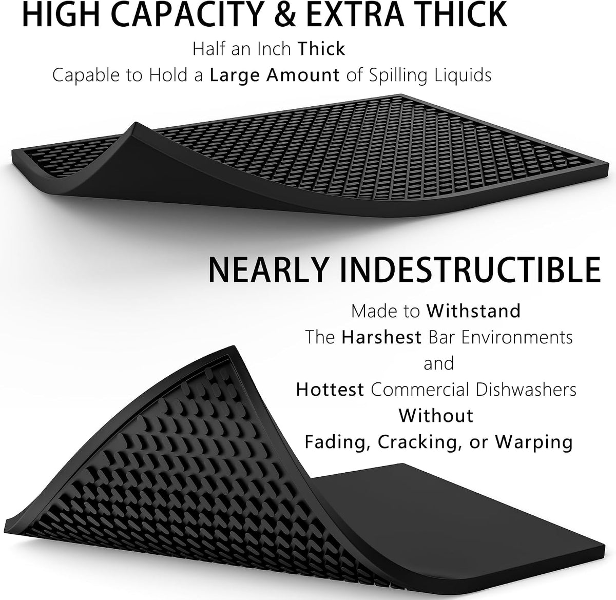 Silicone Bar Mat 2 Pack - 18 X 12 in Coffee Bar Mats for Countertop