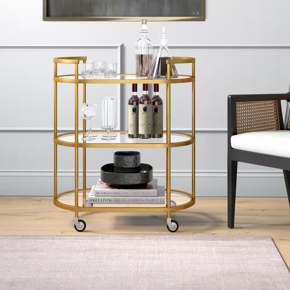 Leif Brass round Bar Cart