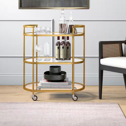 Leif Brass round Bar Cart
