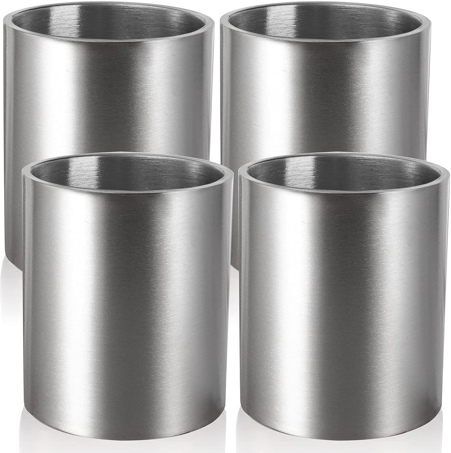 Set of 4 Stainless Steel Whiskey Glasses, 10 Oz Double Wall Tumblers, Unbreakable Old Fashioned Metal Drinking Cups for Beverages, Cocktails, Beer, Great Gift for Men and Whiskey Lover