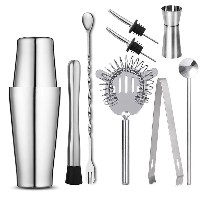 1/6/9/11Pcs Boston Shaker Professional Stainless Steel Bartender Wine Cup Cocktail Mixer Martini Cocktail Shaker Bar Set
