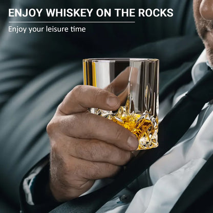 Crystal Cut Whiskey Glasses 6 Pack: 10Oz Ultra-Clear Old Fashioned Glass, Premium Lead-Free Crystal Glass Tumbler for Drinking Bourbon, Scotch, Cognac, Cocktails