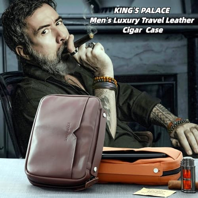 Cigar Humidor and Ashtray Set.Travel Leather Cigar Case,Luxury Men'S Cigar Accessories Gifts