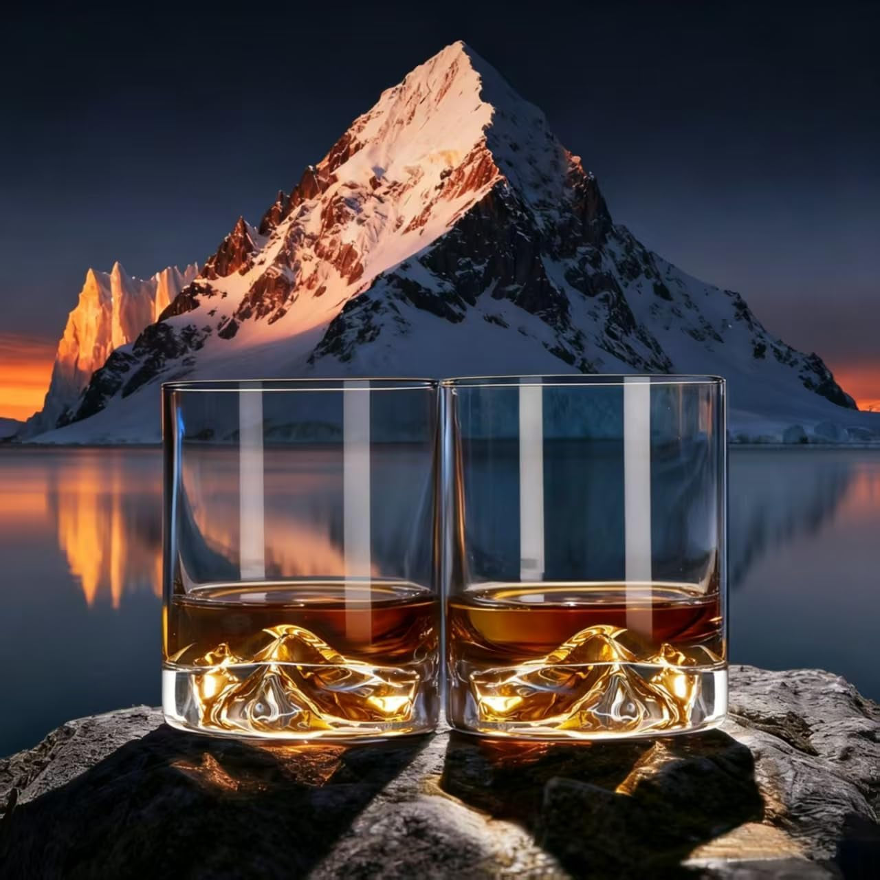Whiskey Glasses Set of 2, 11Oz Old Fashioned Glasses, Hand-Blown Lead-Free Crystal, Iceberg Base, Durable Heavy Bottom Tumblers — Perfect Whiskey Gifts for Men, Minimalist Rustic Gift Box Included