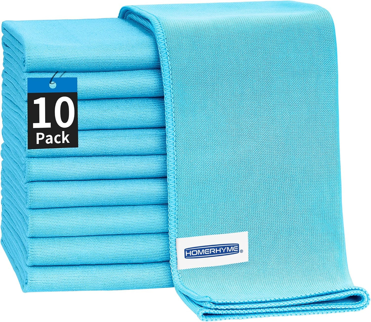 Microfiber Glass Cleaning Cloth - 10 Pack Polishing Cloths, 16" X 14" Window Cleaning Towel, Streak Free, Lint Free, Great for All Delicate Surface, Glasses, Stainless Steel, Windshield.