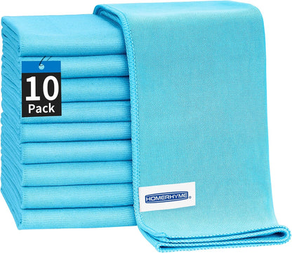 Microfiber Glass Cleaning Cloth - 10 Pack Polishing Cloths, 16" X 14" Window Cleaning Towel, Streak Free, Lint Free, Great for All Delicate Surface, Glasses, Stainless Steel, Windshield.