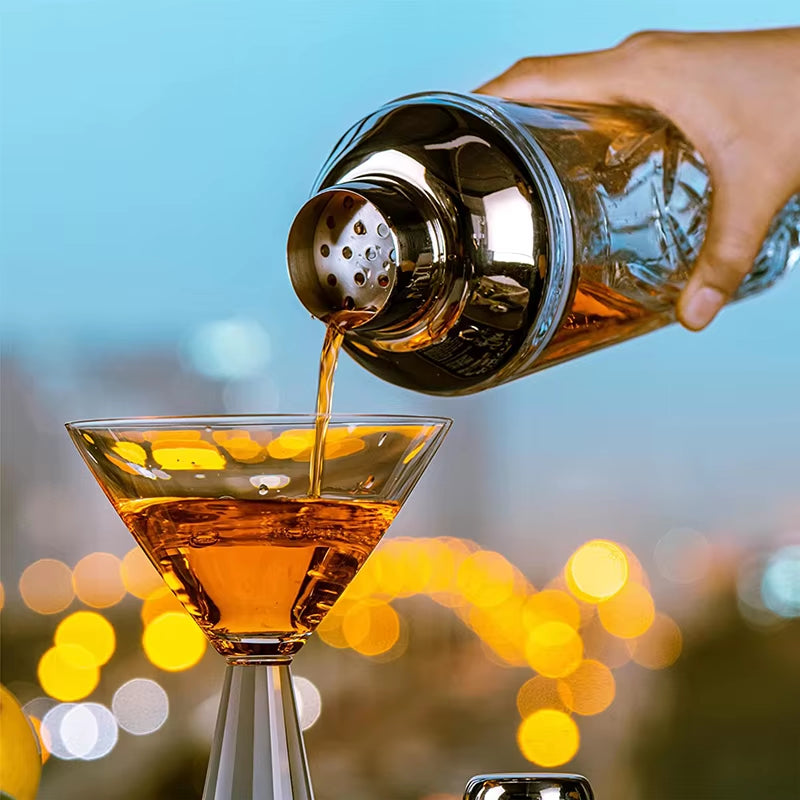 Crystal Glass Cocktail Shaker, 17Oz Martini Shaker Glass