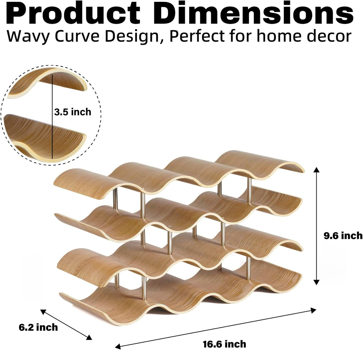 14 Bottles Wine Racks Countertop for Shelf, 4-Tier Wooden Wine Bottle Holder Stand, Freestanding Wine Storage for inside Cabinet Organizer for Home Décor, Bar and Pantry
