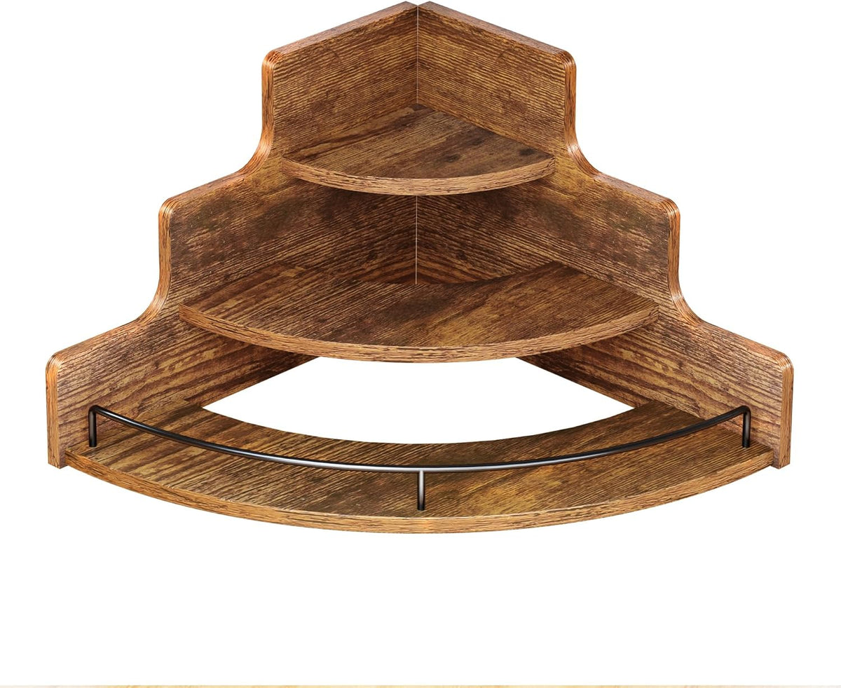Liquor Bottle Display Corner Shelf, Brown