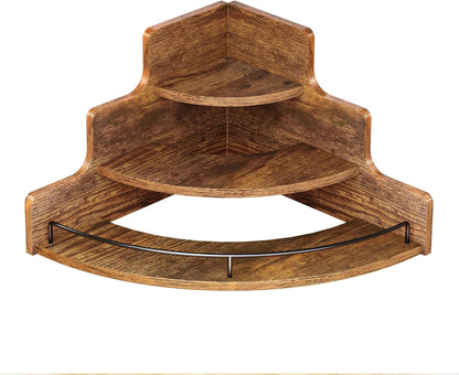 Liquor Bottle Display Corner Shelf, Brown