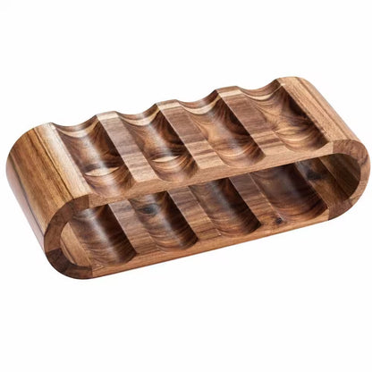 6-Bottle Natural Wood Countertop Wine Rack, Wine Bottle Holder Stand, Free Standing Wine Storage, Wine Shelf Organizer