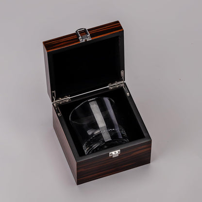 Premium Whiskey Rocks Glass Gift Set with Luxury Wood Gift Box, Crystal Glass Bourbon Rocks Glass for Men, Dad, Husband, Birthday, Retirement, Groomsman, Christmas Gift (Round Orb)
