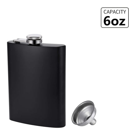 Matte Black Hip Flask for Liquor Stainless Steel Leak Proof with Funnel Flask Set Drinking Whiskey Flask KC0454