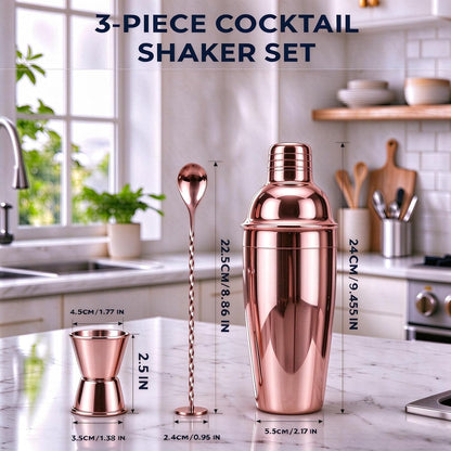 24Oz Cocktail Shaker Set Martini Shaker Set Bartender Set, Rosegold