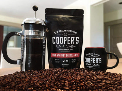 Rye Whiskey Barrel Aged Coffee - Single Origin Ethiopian Coffee Raw Beans Aged in Rye Whiskey Barrels - Ground 12Oz and Bourbon Barrel Aged Coffee Set (Pack of 3) - Ground 4Oz