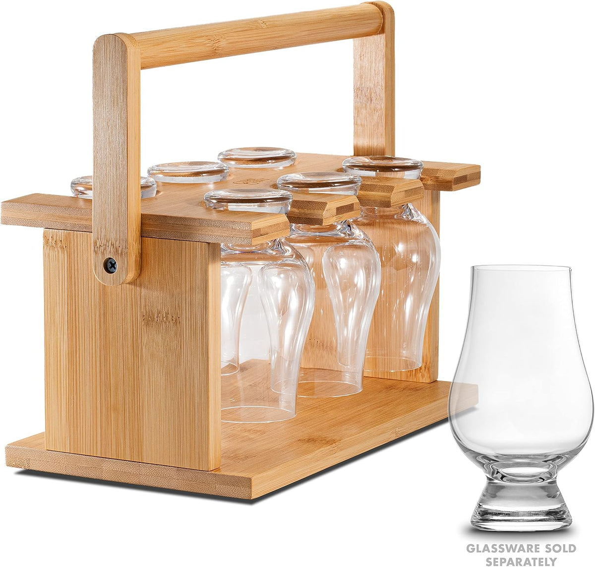 Cairncaddy Bamboo Whiskey Glass Holder - Carrier and Drying Rack for Whisky Tasting Glassware