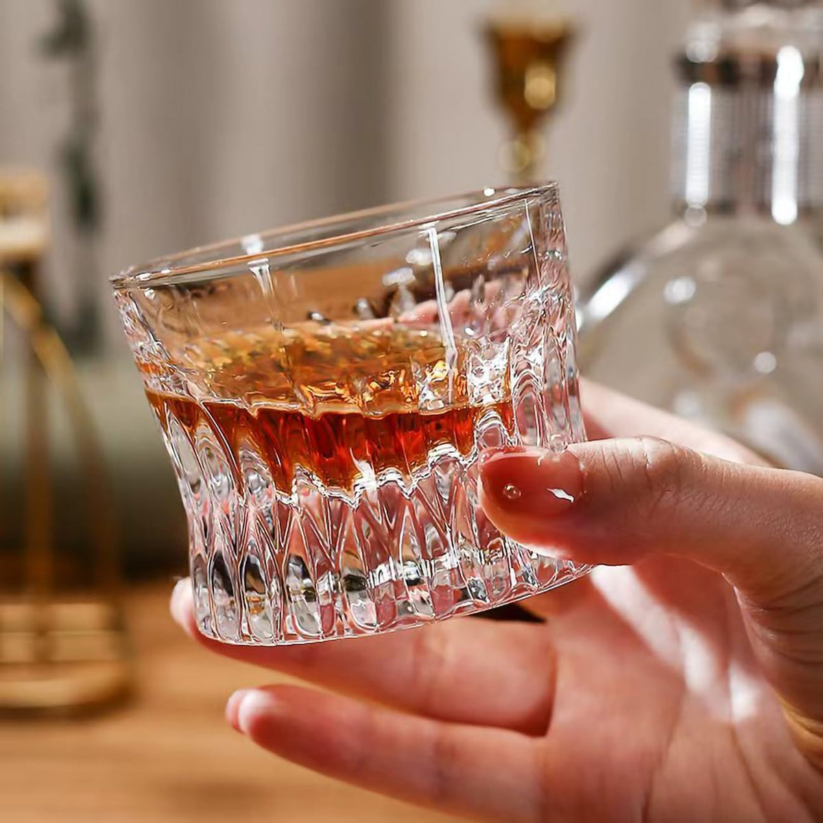 Askcraok Whiskey Glass Set of 2 Old Fashioned Glasses 3.7 Oz for Vodka,Cocktail,Bourbon,Cognac,Rum, Holiday Gifts Transparent 2PCS