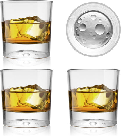 Moon Bottom Whiskey Glasses Set of 4, 9.5 Oz Old Fashioned Glasses