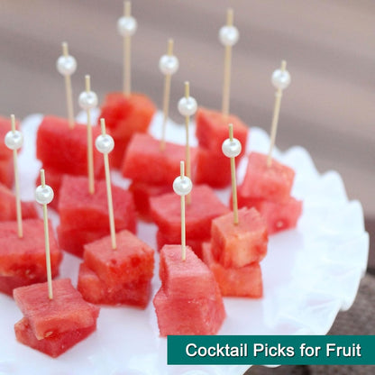 200 PCS Cocktail Picks,White Pearl Fancy Toothpicks for Appetizers
