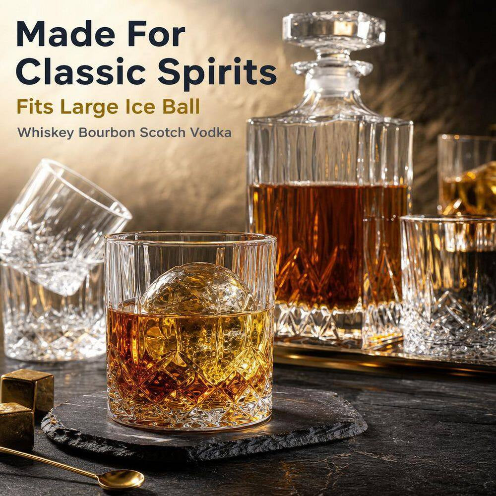 Sophisticated 30 Oz. Clarity Crystal Whiskey Decanter Set with 4 Elegant Glasses – Perfect for Home Bar and Gifting