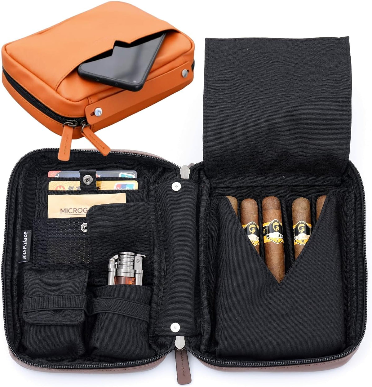 Cigar Humidor and Ashtray Set.Travel Leather Cigar Case,Luxury Men'S Cigar Accessories Gifts