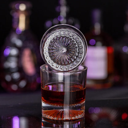 Premium Whiskey Rocks Glass Gift Set with Luxury Wood Gift Box, Crystal Glass Bourbon Rocks Glass for Men, Dad, Husband, Birthday, Retirement, Groomsman, Christmas Gift (Round Orb)