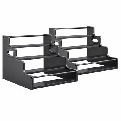 2-Pack 4-Tier 12.4 In. H X 16 In. W 16-Bottle Black Wooden Bar Shelves, Countertop Liquor Bottle Display Shelf