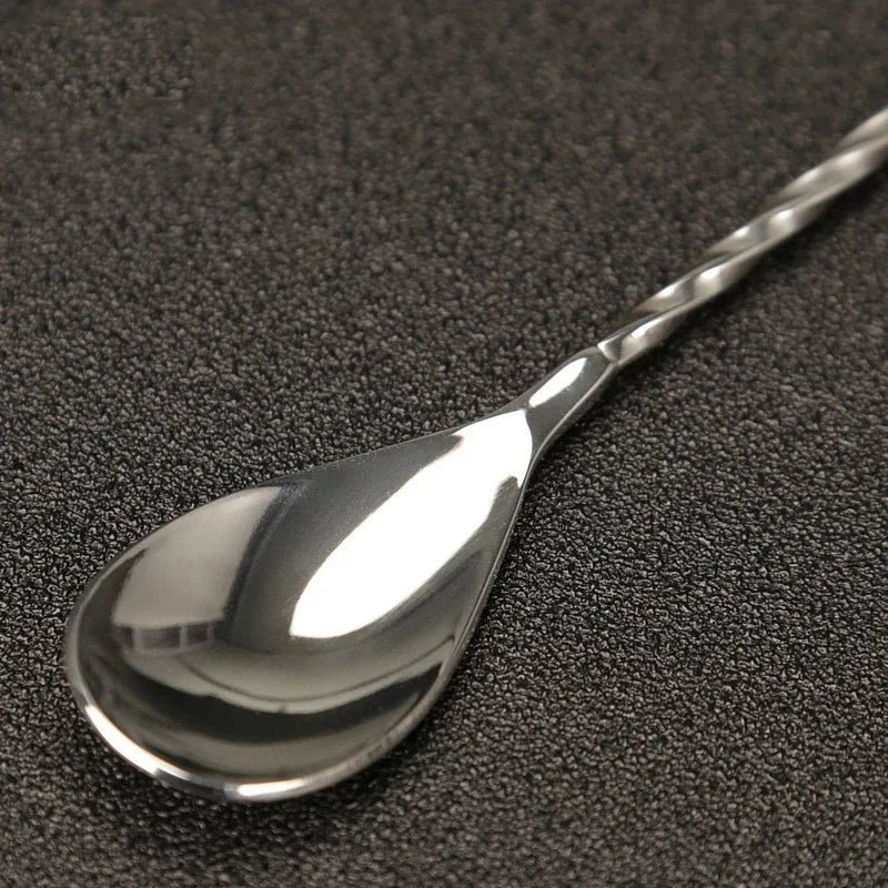 Stainless Steel Spiral Handle Cocktail Spoon Bartender Mixing Spoon