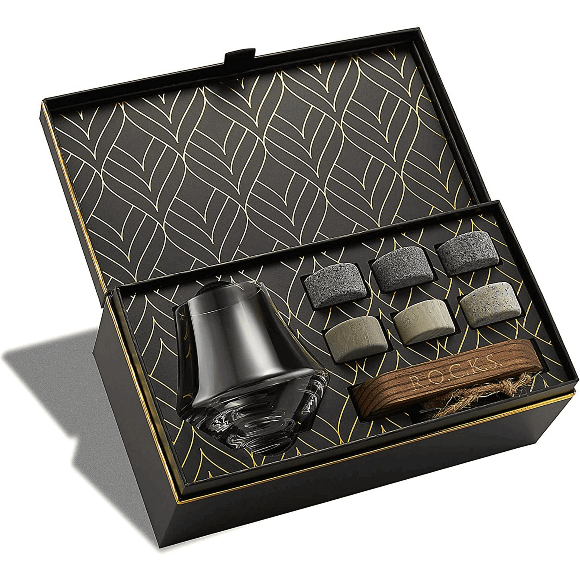 Whiskey Stones & Crystal Nosing Tasting Glass Gift Set – Premium Chilling Stones with Elegant Tasting Glasses