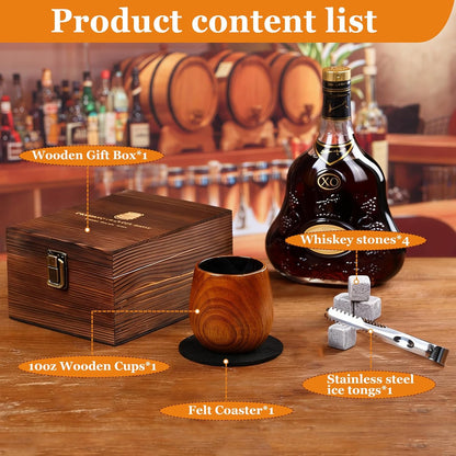 Handcrafted Charred Wooden Bourbon Glass Handcrafted Premium Whiskey Glasses, Bourbon Gifts for Men, Ideal Presents for Dad, Boyfriend, Father and Friends, Wine Tumbler 1 Pack