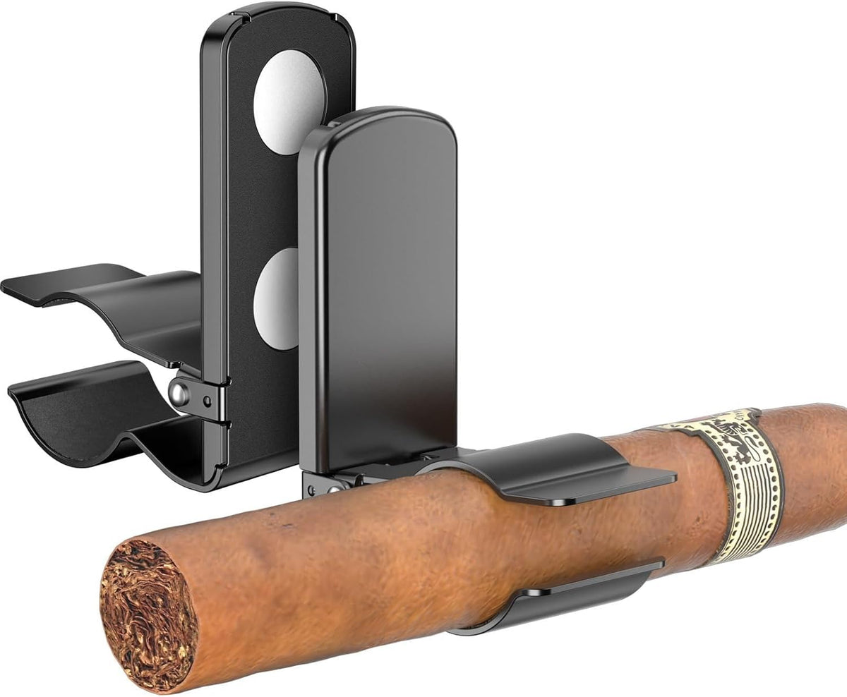 2Pack Cigar Holders, Cigar Clips & Stands, Sturdy Metal Magnetic Cigar Holder for Golf Carts, Yachts, Beach Chairs, Camping. Thoughtful Cigar Gifts for Men