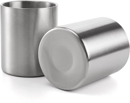 Set of 4 Stainless Steel Whiskey Glasses, 10 Oz Double Wall Tumblers, Unbreakable Old Fashioned Metal Drinking Cups for Beverages, Cocktails, Beer, Great Gift for Men and Whiskey Lover