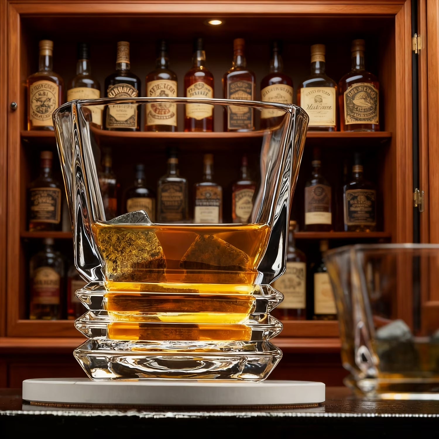 Whiskey Glasses for Men, 9 Oz Crystal Bourbon Glass , Old Fashioned Rocks Barware for Scotch Cognac Vodka Cocktail Rum, Whisky Gifts Set for Father'S Day-2 Pack