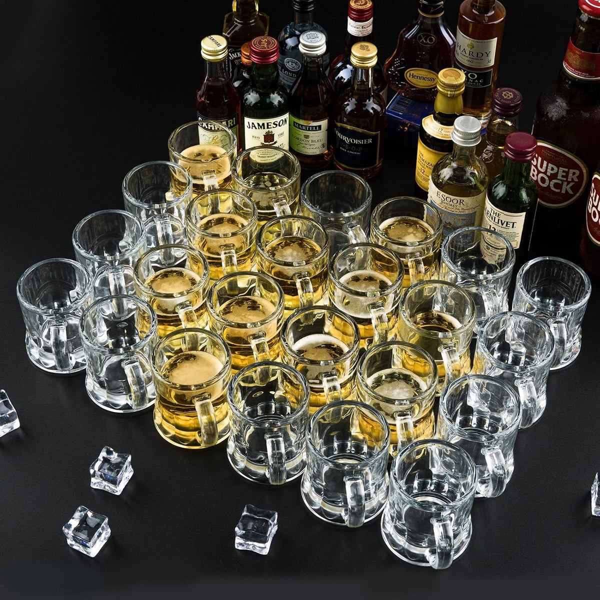 24 Pack Mini Beer Mug Shot Glasses, 2 Oz Glass Mini Beer Shot Glasses Bluk