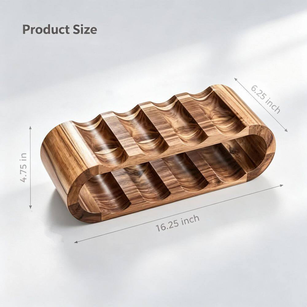 6-Bottle Natural Wood Countertop Wine Rack, Wine Bottle Holder Stand, Free Standing Wine Storage, Wine Shelf Organizer