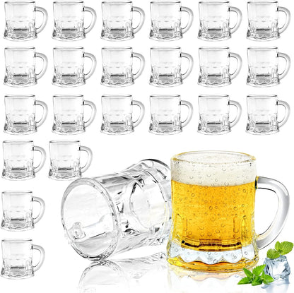 24 Pack Mini Beer Mug Shot Glasses, 2 Oz Glass Mini Beer Shot Glasses Bluk