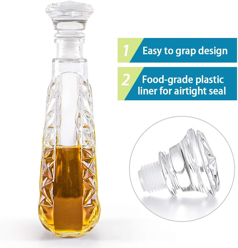 Liquor Decanter, Glass Decanter with Airtight Stopper, Decanter Bottle for Whiskey, Brandy, Scotch, Bourbon, 25Oz/750Ml