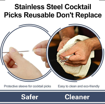 8" Stainless Steel Cocktail Picks, Bloody Mary Skewers (8Inch, Set of 15)