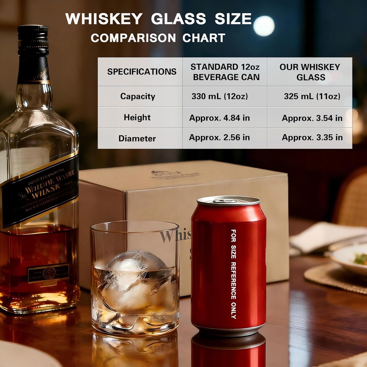 Whiskey Glasses Set of 2, 11Oz Old Fashioned Glasses, Hand-Blown Lead-Free Crystal, Iceberg Base, Durable Heavy Bottom Tumblers — Perfect Whiskey Gifts for Men, Minimalist Rustic Gift Box Included