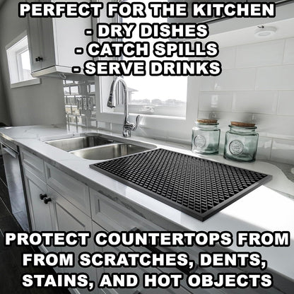 Silicone Bar Mat 2 Pack - 18 X 12 in Coffee Bar Mats for Countertop