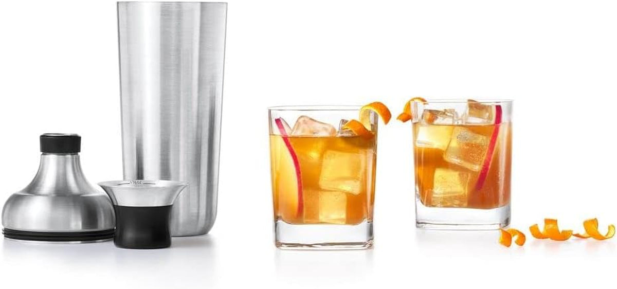 OXO Steel Cocktail Shaker with Strainer, Stainless Finish - 24 Oz Capacity